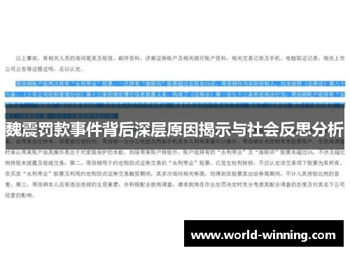魏震罚款事件背后深层原因揭示与社会反思分析